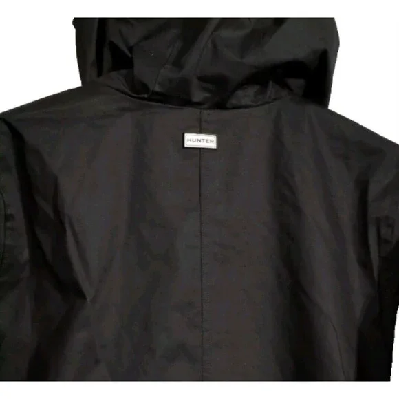 HUNTER Women's M Rubberized Cotton Smock Hooded Rain Jacket Black NWOT - Picture 7 of 13